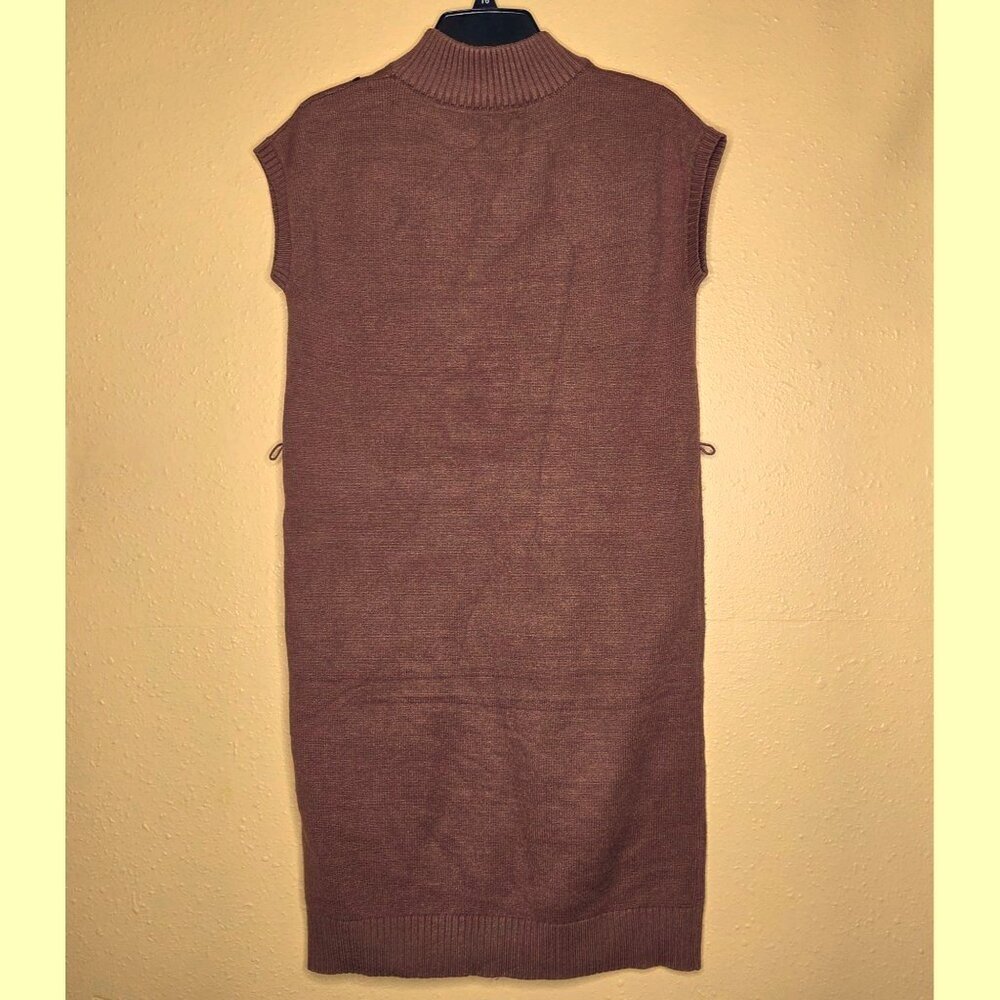 T Tahari Women's Belted Mock Neck Dress - Sherwood Camel - Picture 3 of 7